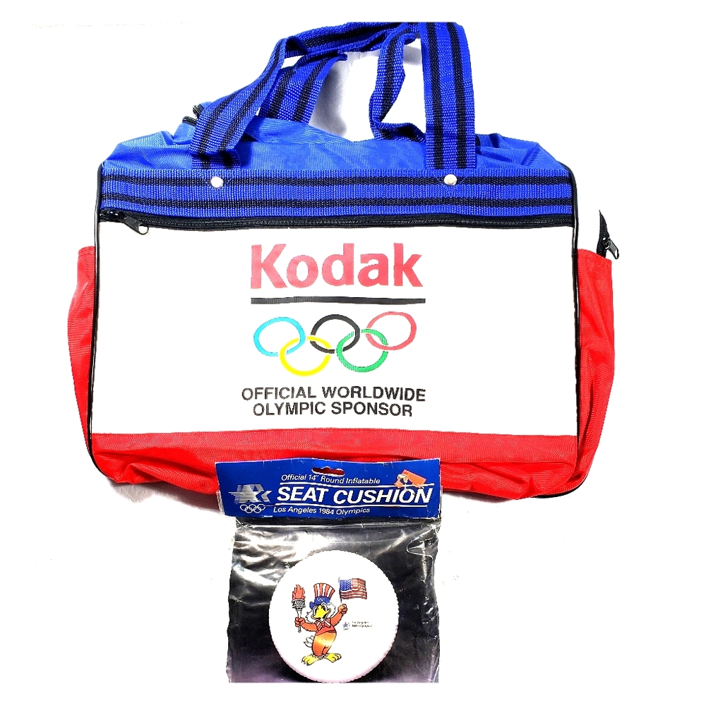 Vintage Kodak 1984 Olympics Duffel Bag & Cushion